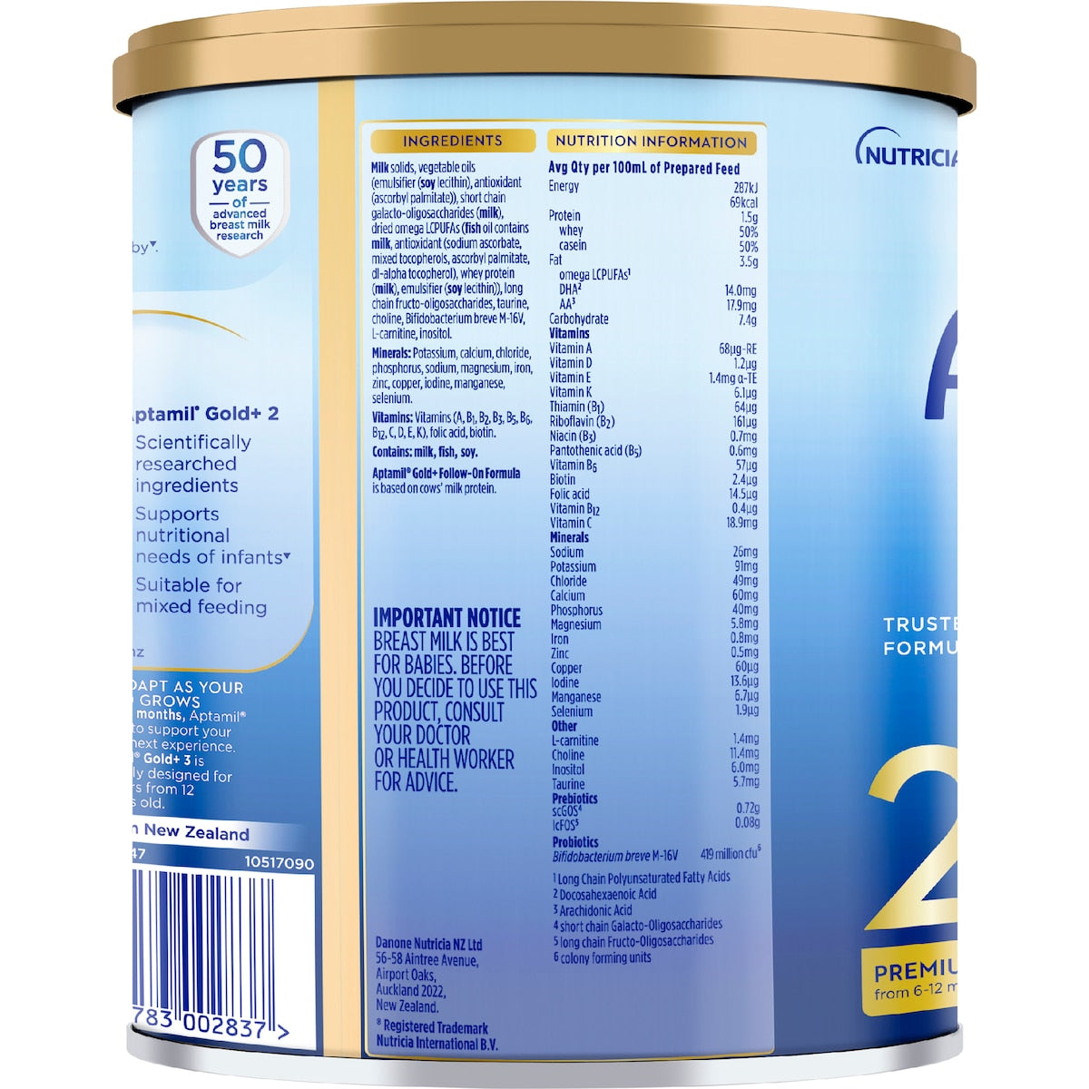 Aptamil Gold Stage 2 Follow On Baby Formula 6-12m 900g