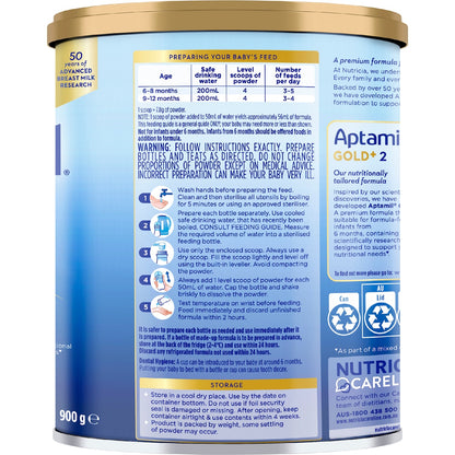 Aptamil Gold Stage 2 Follow On Baby Formula 6-12m 900g