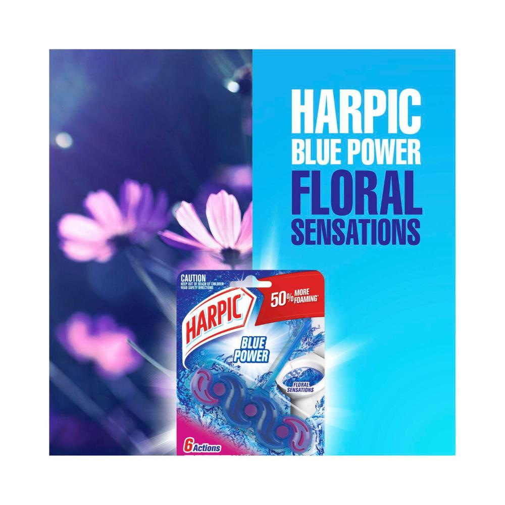 Harpic Blue Power Rim Block Floral Sensations Toilet eaner - 39g