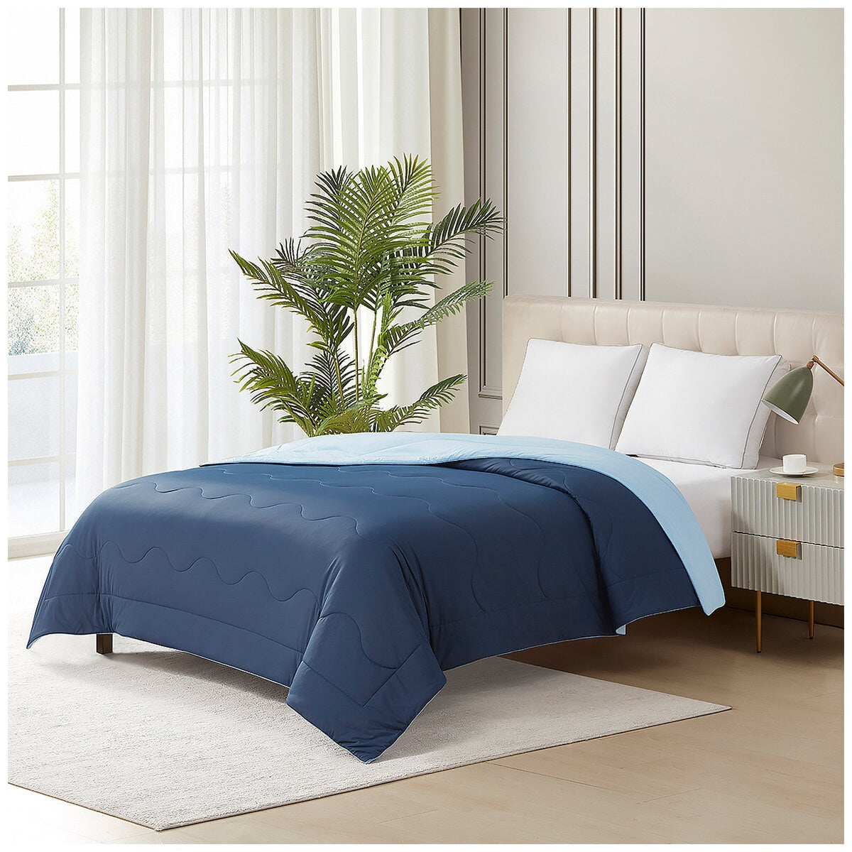 Hotel Grand EternaCool King Single Cooling Comforter, Dress Blue, Lightweight, Machine Washable