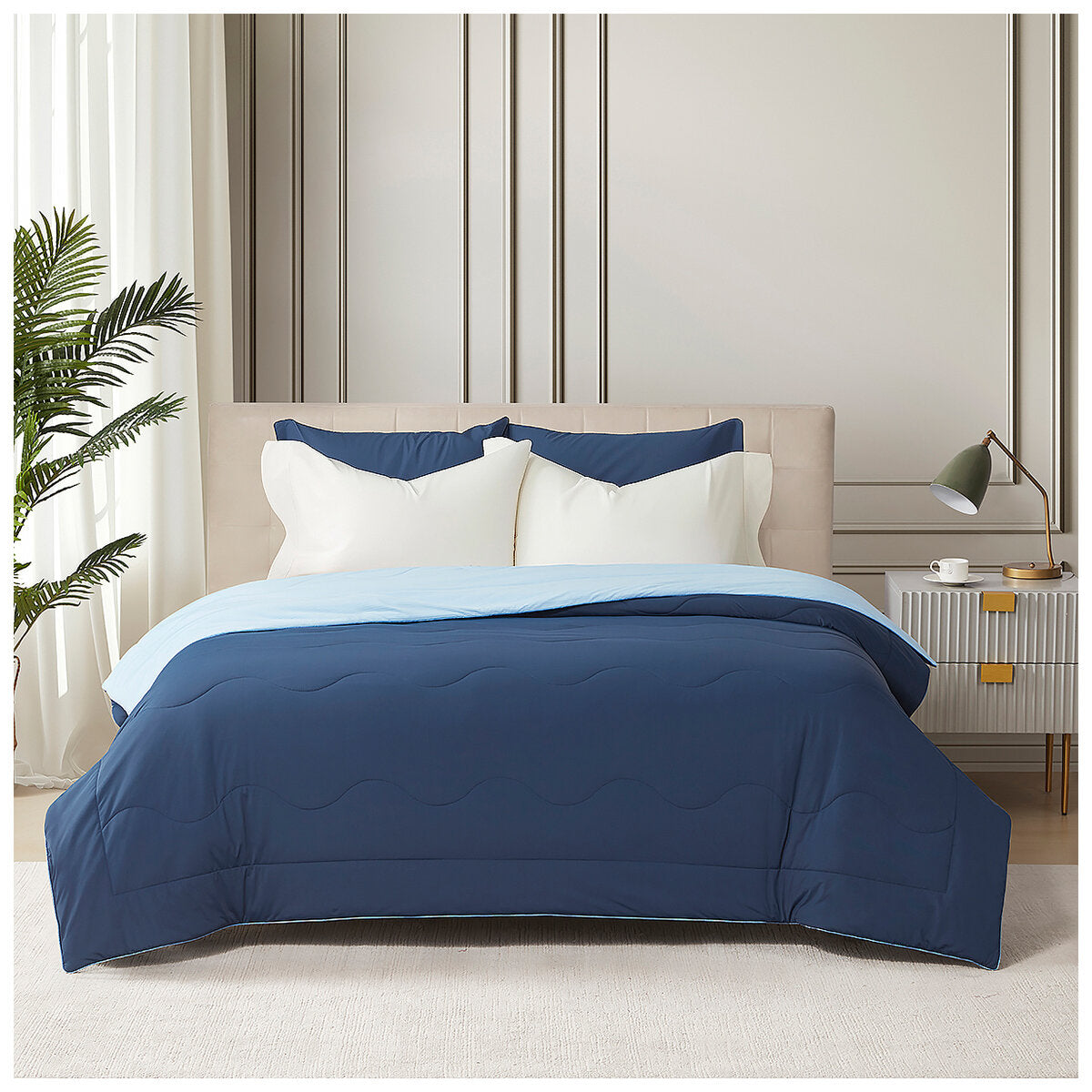 Hotel Grand EternaCool King Single Cooling Comforter, Dress Blue, Lightweight, Machine Washable