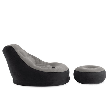 Intex Ultra Lounge Inflatable Chair with Ottoman Compact Grey/Black