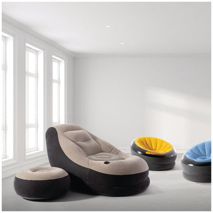 Intex Ultra Lounge Inflatable Chair with Ottoman Compact Grey/Black