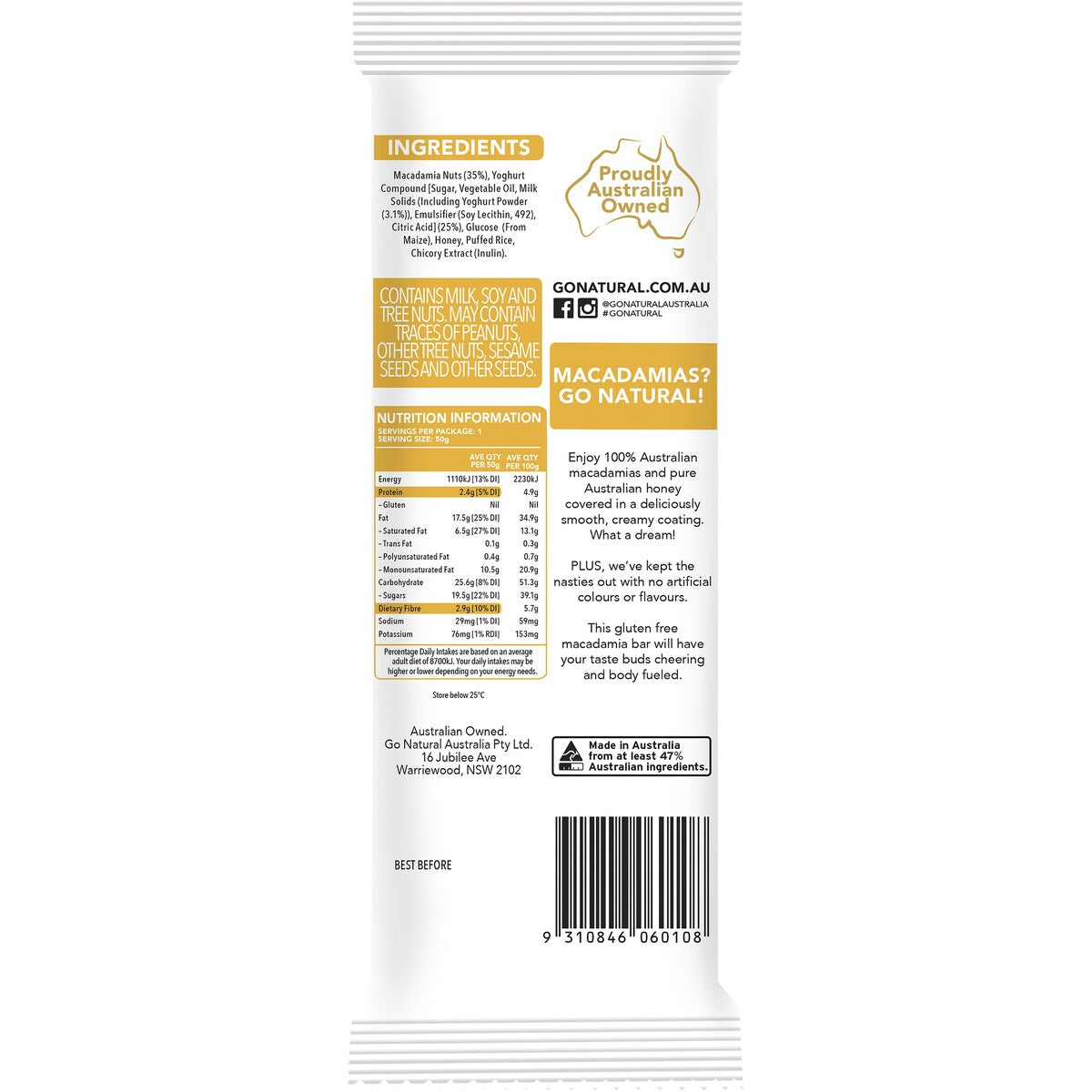 Go Natural Bars Macadamia Dream 50g