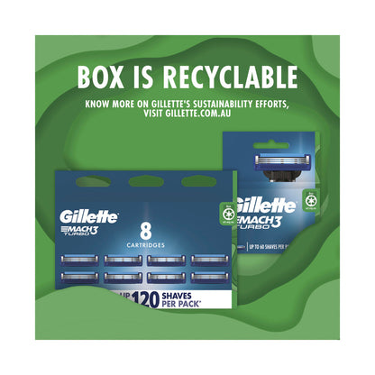 Gillette Mach3 Turbo Razor Cartridge - 4 pack