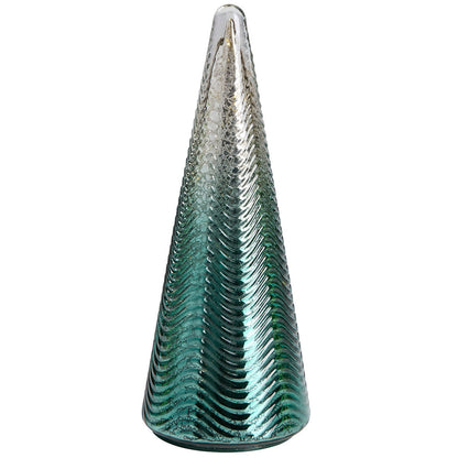 LED Glass Trees Green Set of 5 with Timer, Indoor Decor, Includes Batteries