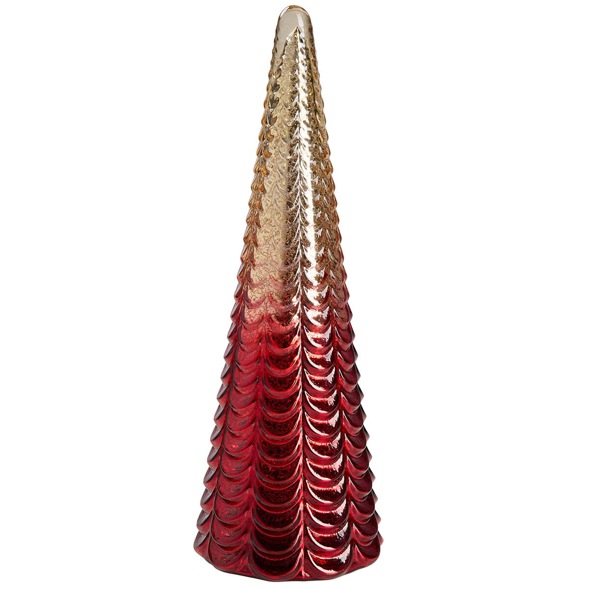LED Glass Trees Red - Set of 5, Festive Decor, Timer Function, Includes Batteries