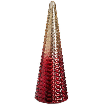 LED Glass Trees Red - Set of 5, Festive Decor, Timer Function, Includes Batteries