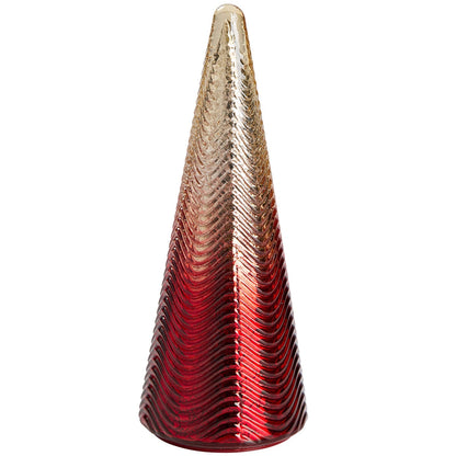 LED Glass Trees Red - Set of 5, Festive Decor, Timer Function, Includes Batteries