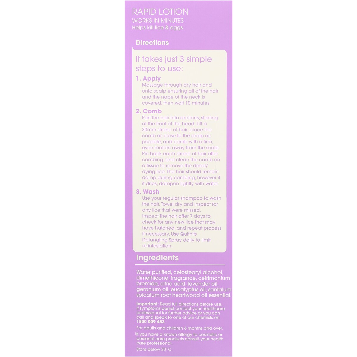 Quitnits Head Lice Treatment Rapid 200ml