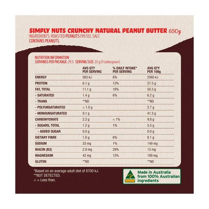 Bega Simply Nuts Crunchy Peanut Butter - 650g