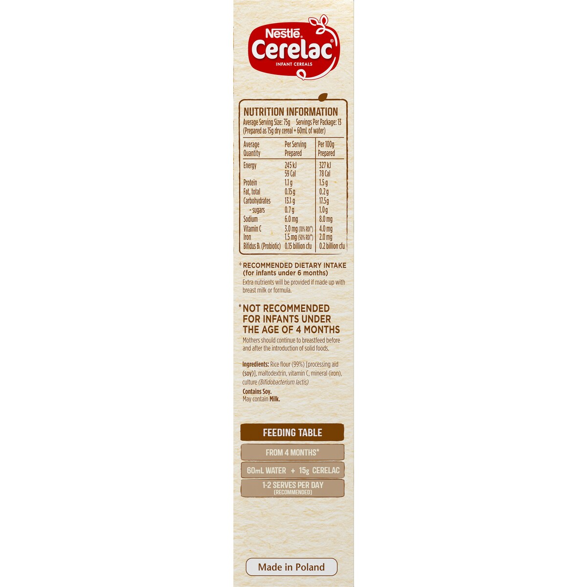 Nestle Cerelac Baby Rice Cereal From 4 Months 200g