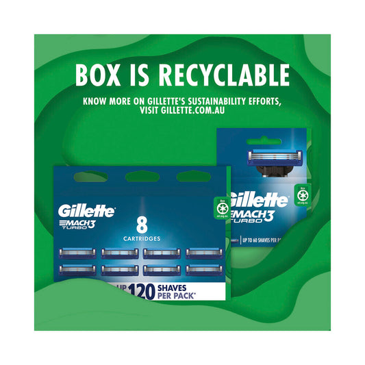 Gillette Mach3 Turbo 3d Cartridge - 8 Pack