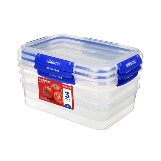 Sistema Plus Rectangle Containers 2.2 Litre - 3 pack