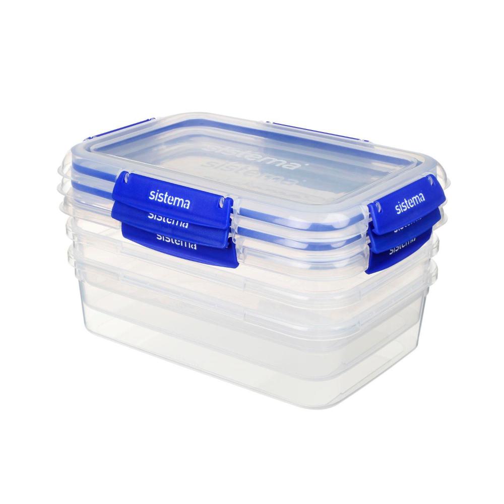 Sistema Plus Rectangle Containers 2.2 Litre - 3 pack
