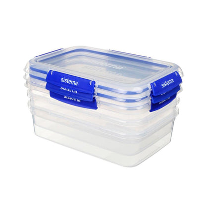 Sistema Plus Rectangle Containers 2.2 Litre - 3 pack