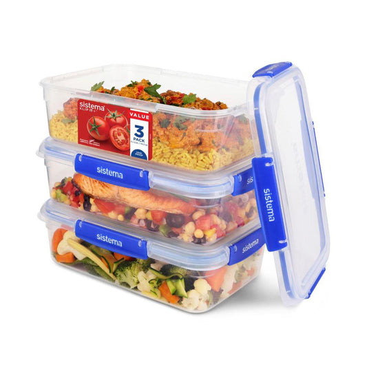 Sistema Plus Rectangle Containers 2.2 Litre - 3 pack