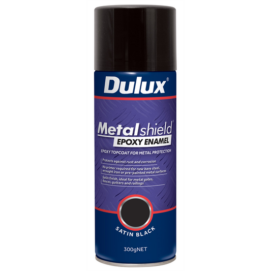 Dulux Metalshield Epoxy Enamel Spray Paint - 300g - Satin Black
