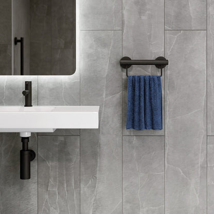 Evekare 300mm Black Towel Rail with Grab Rail - Stainless Steel - 250kg Capacity