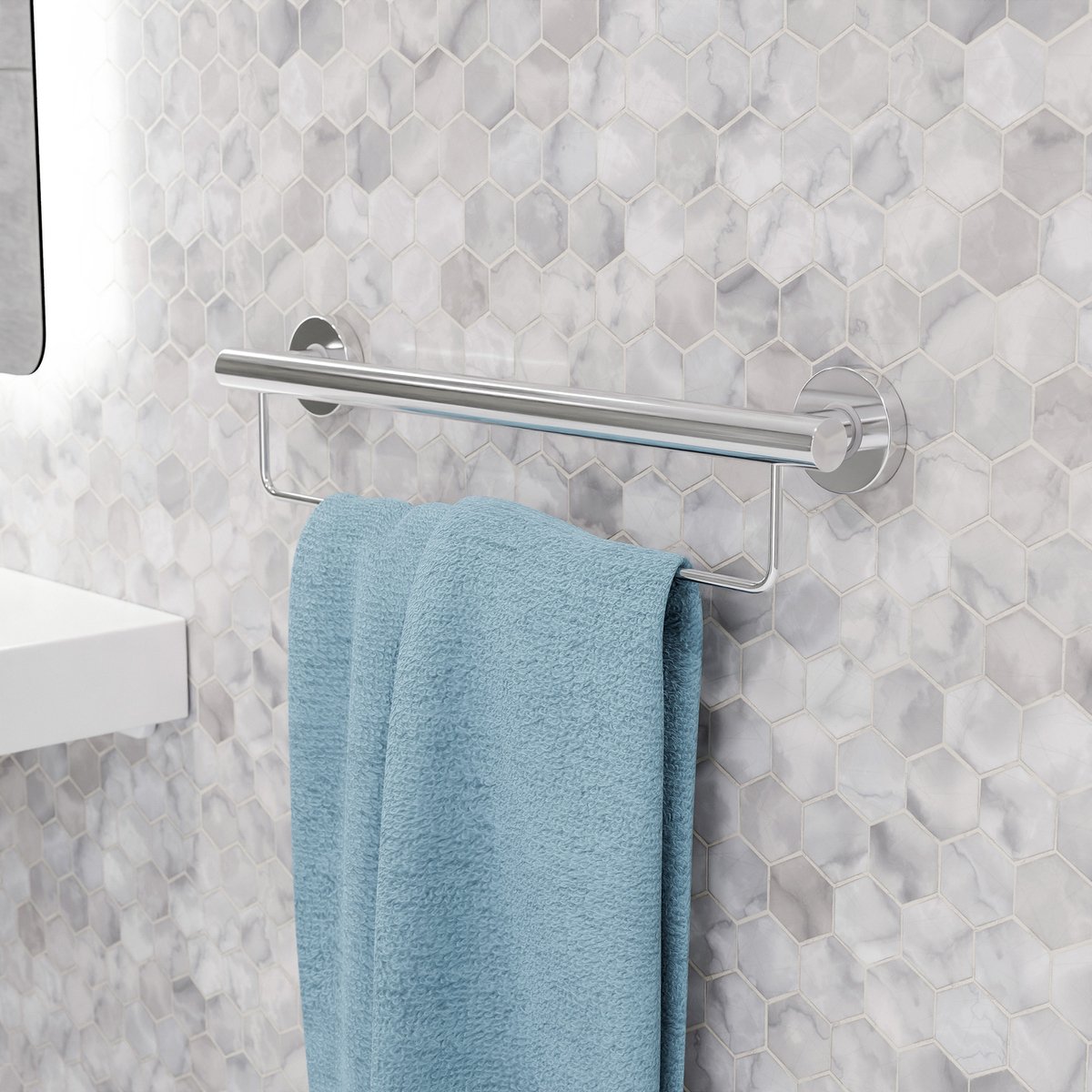 Evekare 600mm Stainless Steel Towel Rail - Grab Rail - 110kg Support