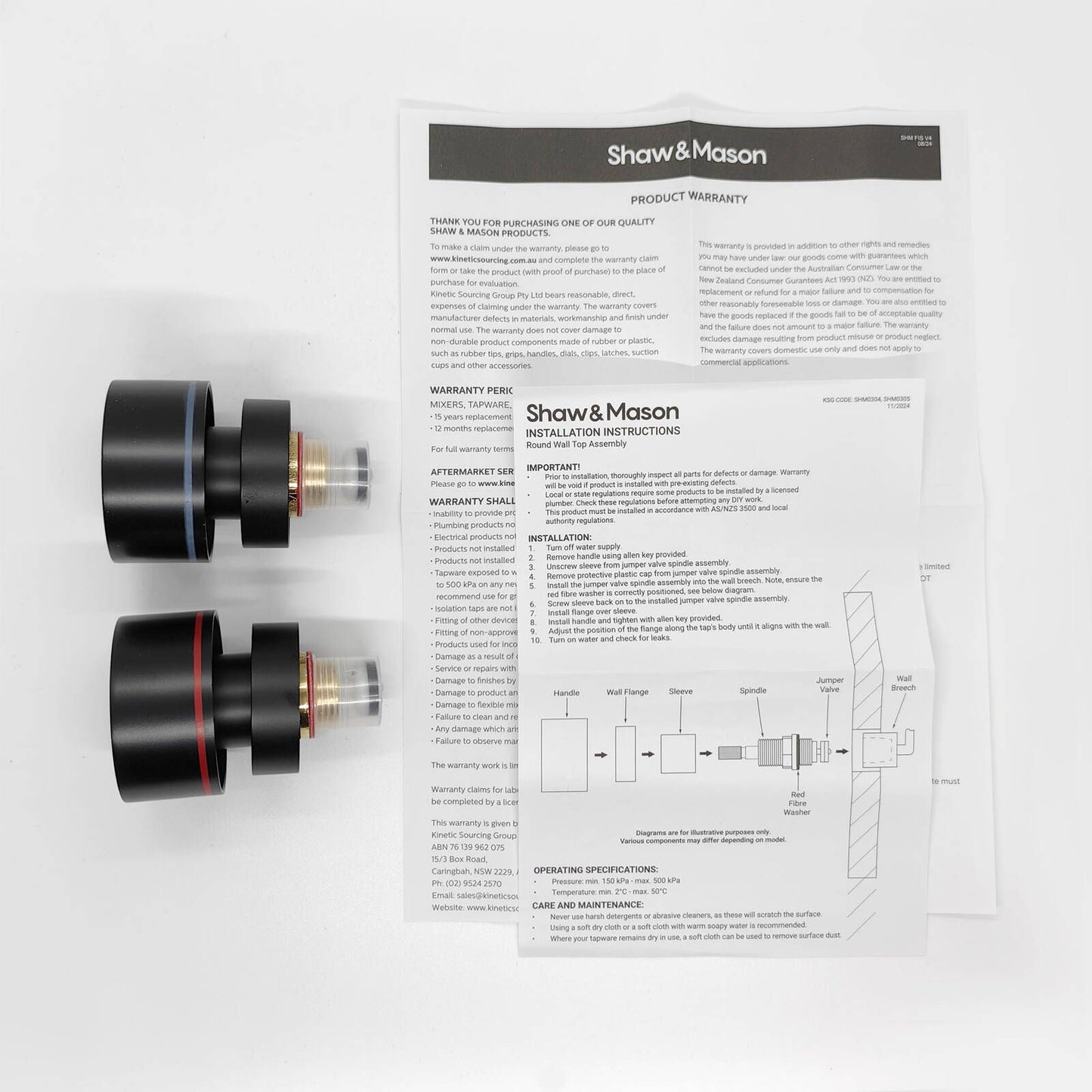 Shaw Mason Black Round Jumper Valve Wall Top Assembly - 185 x 75 x 70mm - Pair