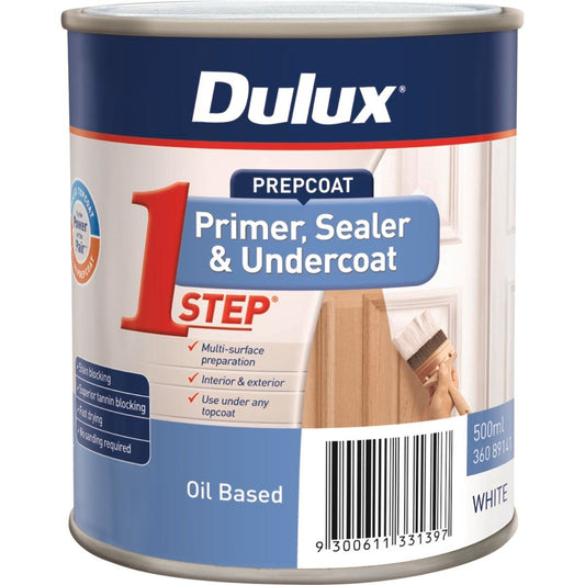 Dulux White Prepcoat 500ml Oil Based Primer Sealer Fast Drying