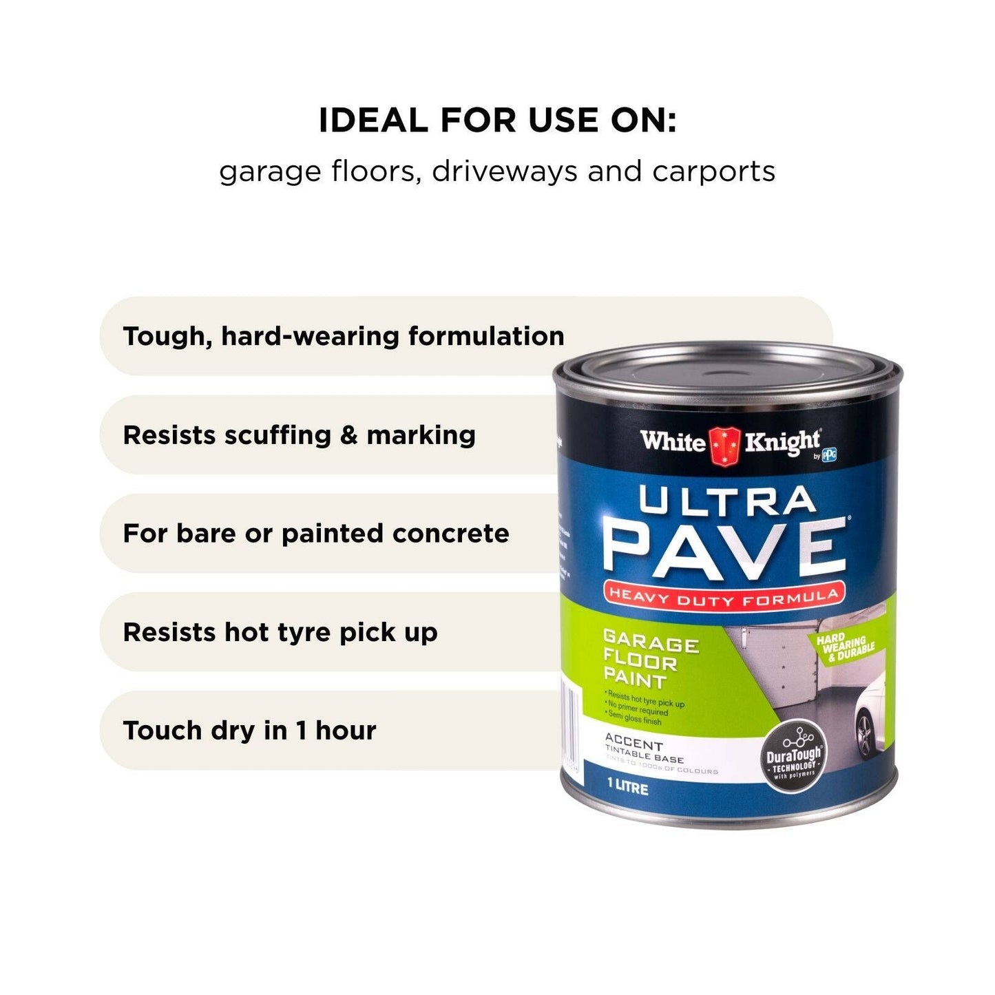 White Knight Ultra Pave Garage Floor Paint - 1L - Accent