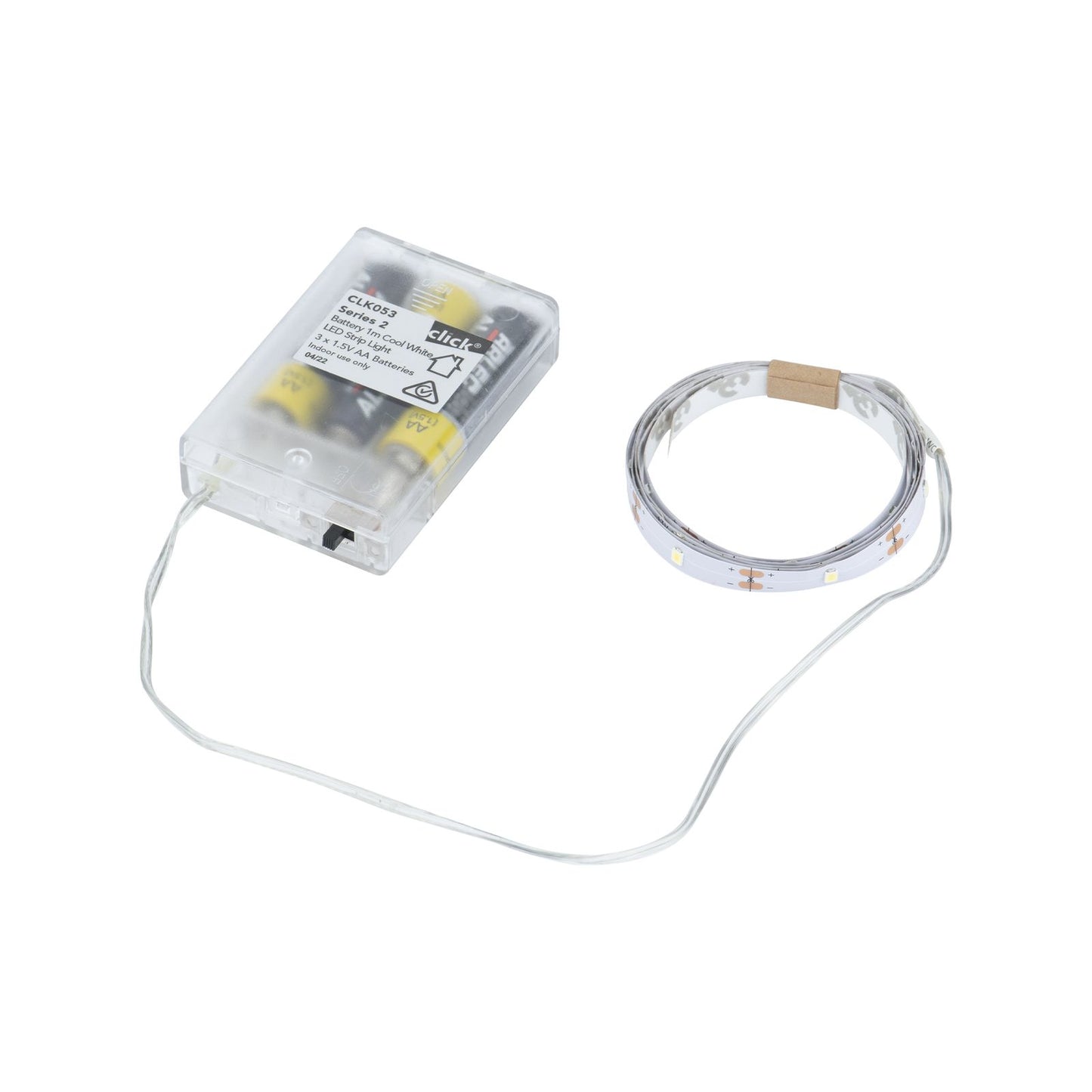 Click White LED Battery Operated Strip Light - 1m