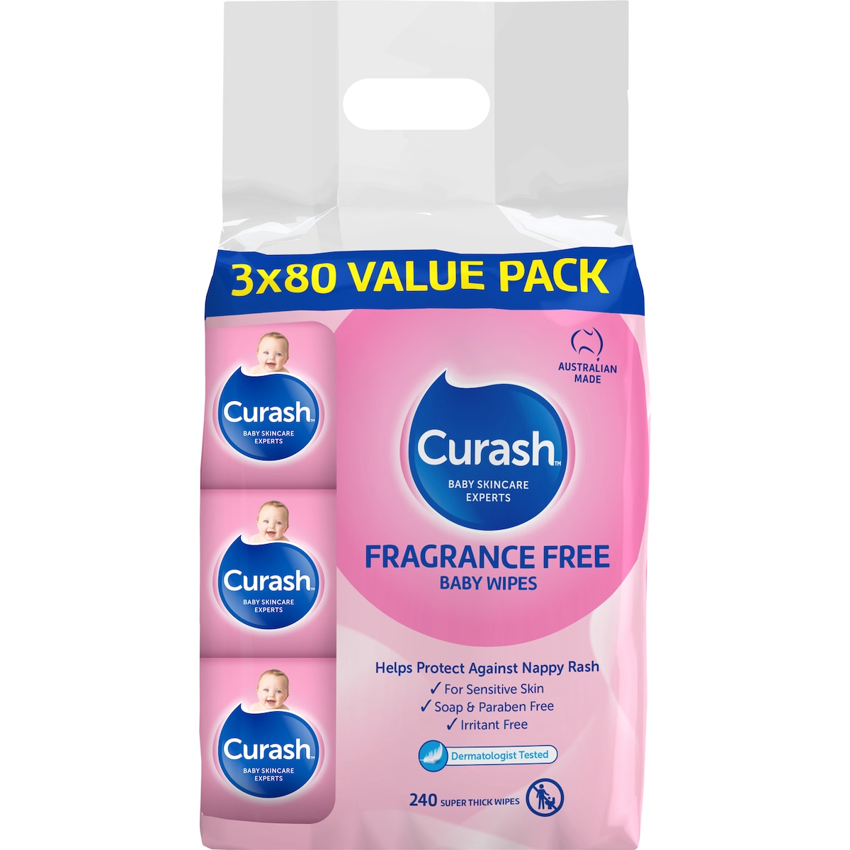Curash Baby Wipes Fragrance Free 240 pack
