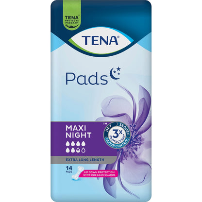 Tena Incontinence Pads Maxi Night Extra Long Length 14 Pack