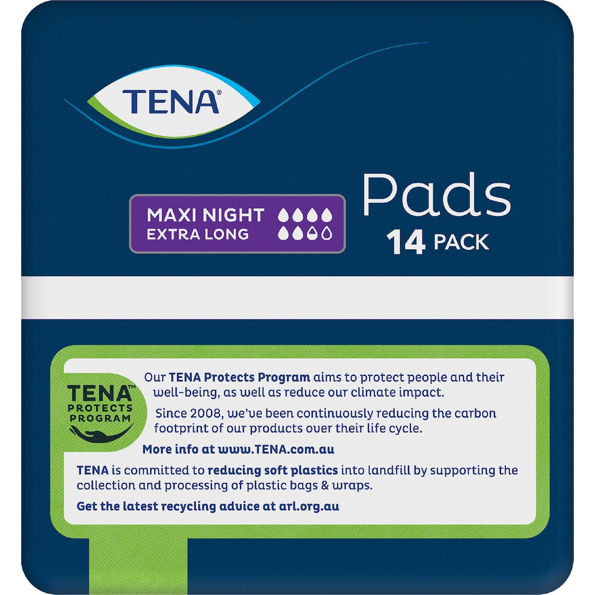 Tena Incontinence Pads Maxi Night Extra Long Length 14 Pack