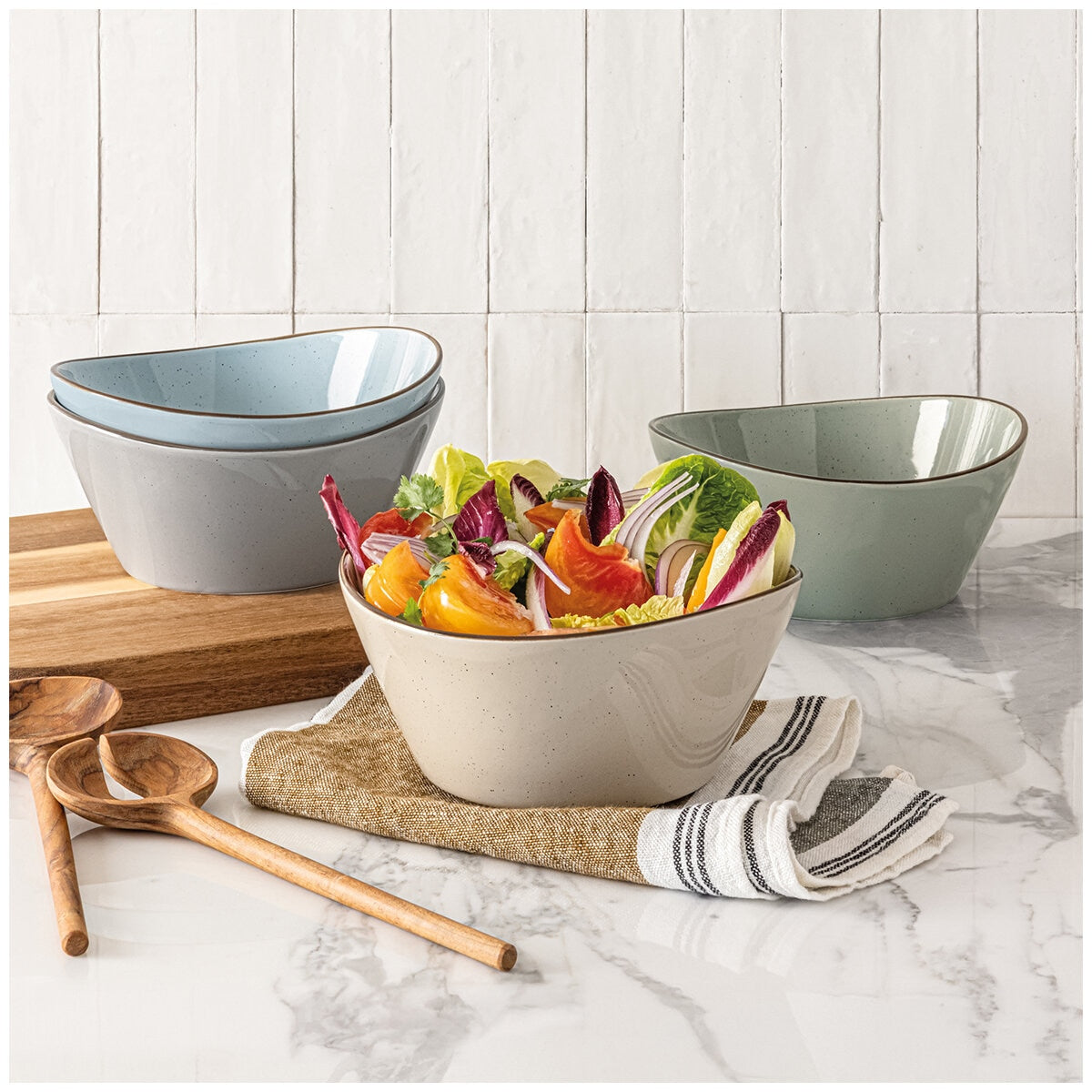 Over&back Serving Bowls 4 Piece Set Stackable Stoneware 1378mL