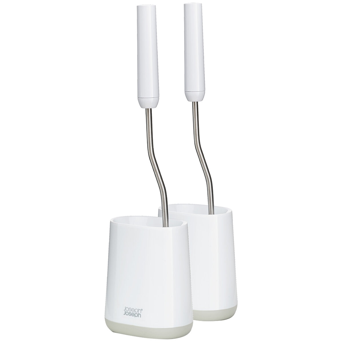 Joseph Flex Lite Toilet Brush White Grey Compact 2 Pack