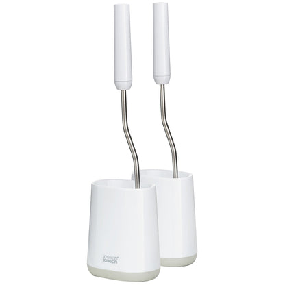 Joseph Flex Lite Toilet Brush White Grey Compact 2 Pack
