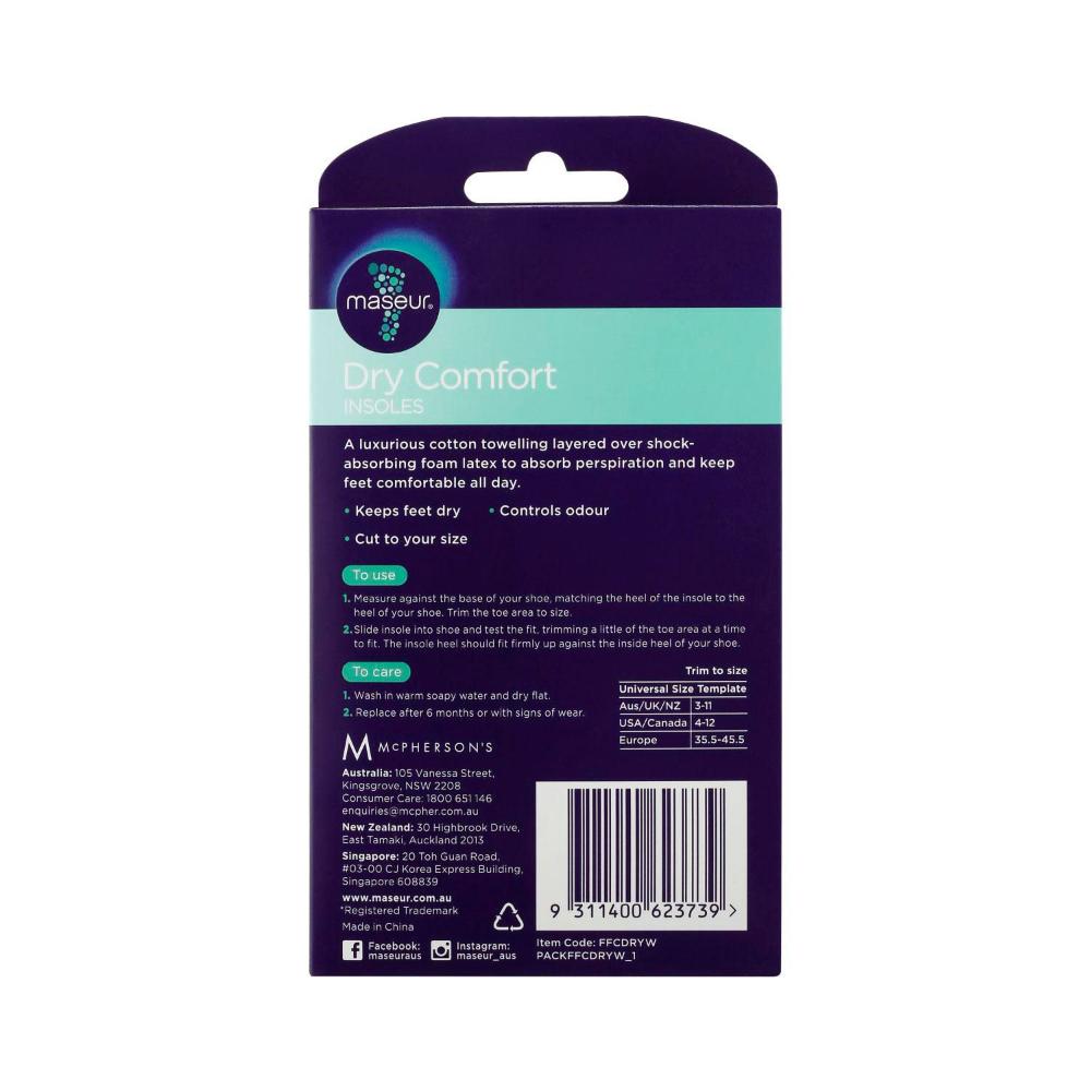 Maseur Foam Dry Insoles - 1 pair