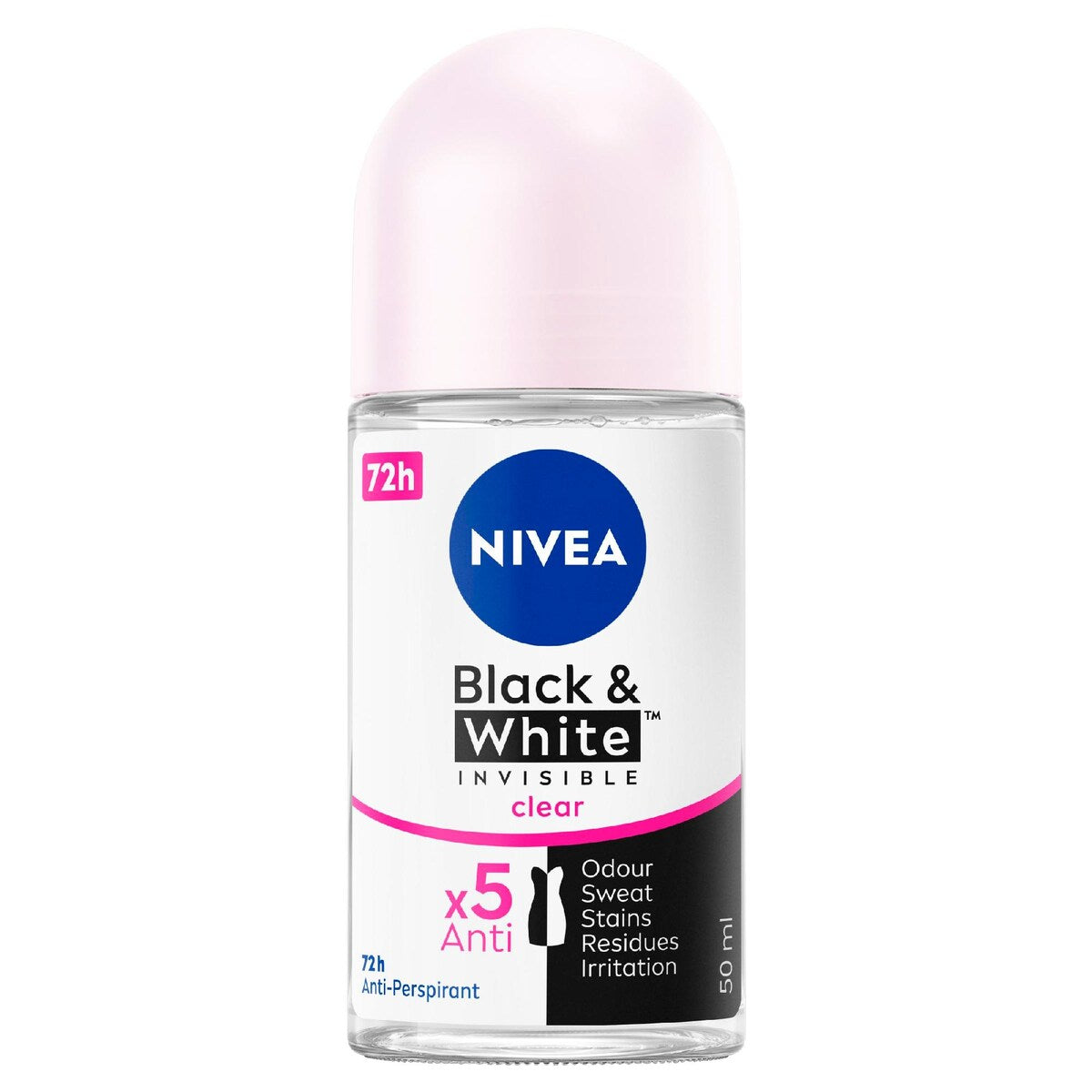 Nivea Black & White Clear Roll On Antiperspirant Deodorant 50ml