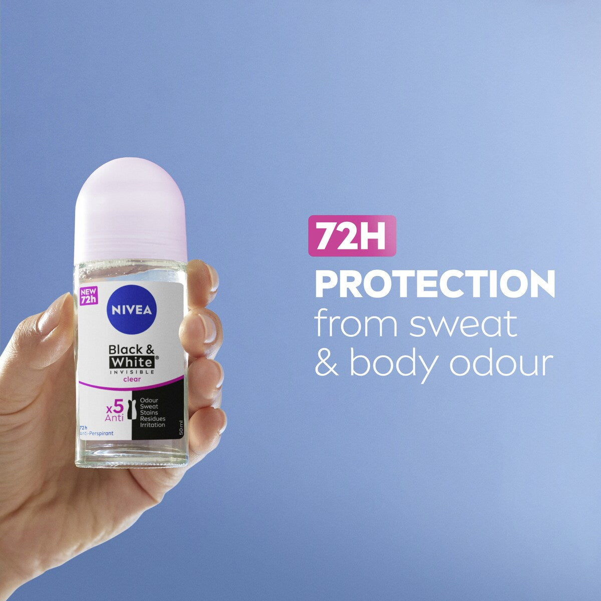 Nivea Black & White Clear Roll On Antiperspirant Deodorant 50ml