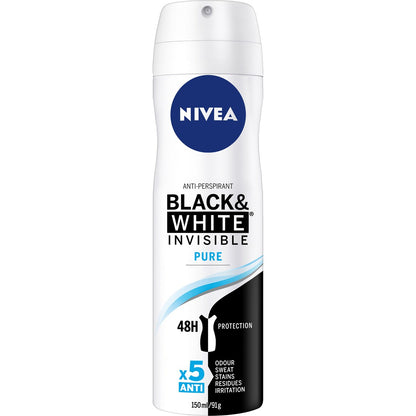 Nivea Black&white Invisible Aerosol Antiperspirant Deodorant 150ml