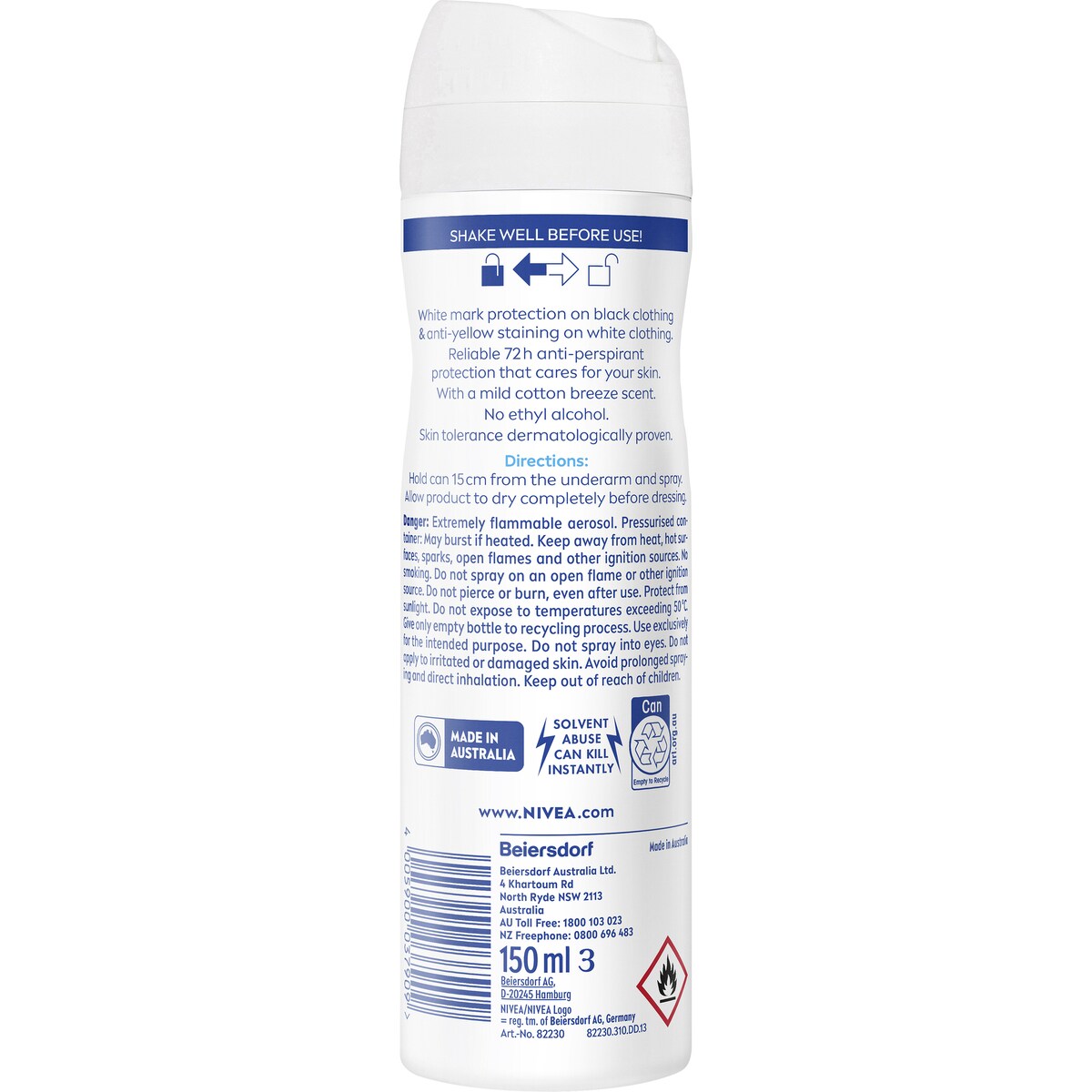 Nivea Black&white Invisible Aerosol Antiperspirant Deodorant 150ml