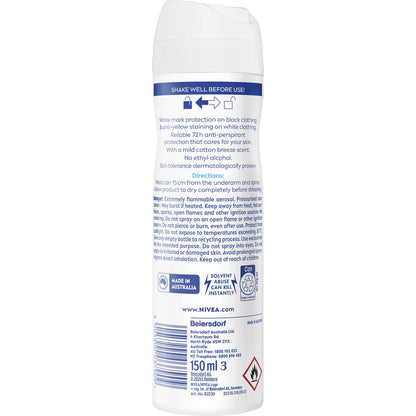 Nivea Black&white Invisible Aerosol Antiperspirant Deodorant 150ml