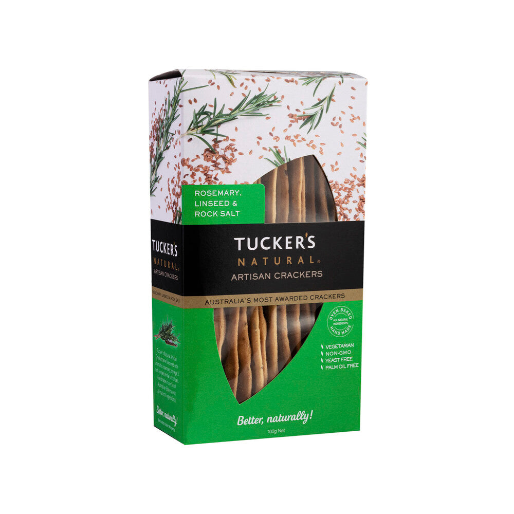 Tuckers Natural Artisan Cracker Rye Rosemary - 100g