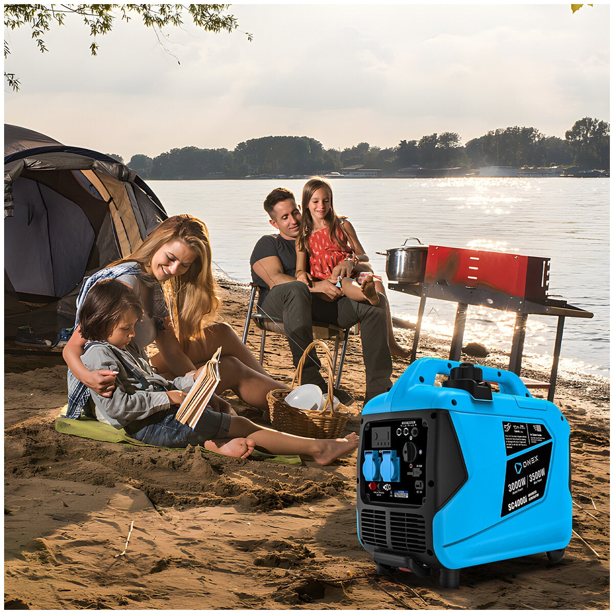 Onex SC4000i Inverter Generator 3500W Pure Sine Cyan Portable