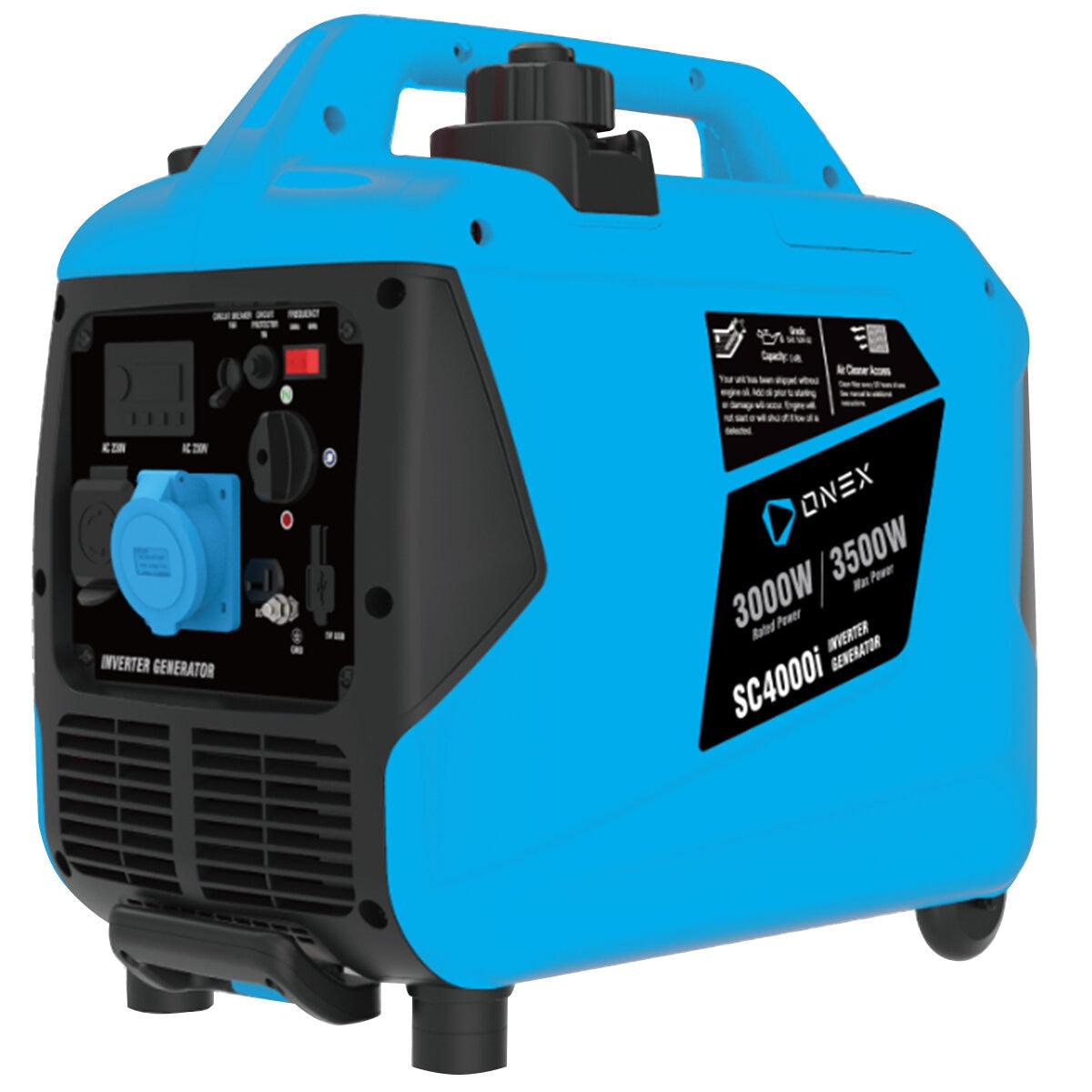 Onex SC4000i Inverter Generator 3500W Pure Sine Cyan Portable
