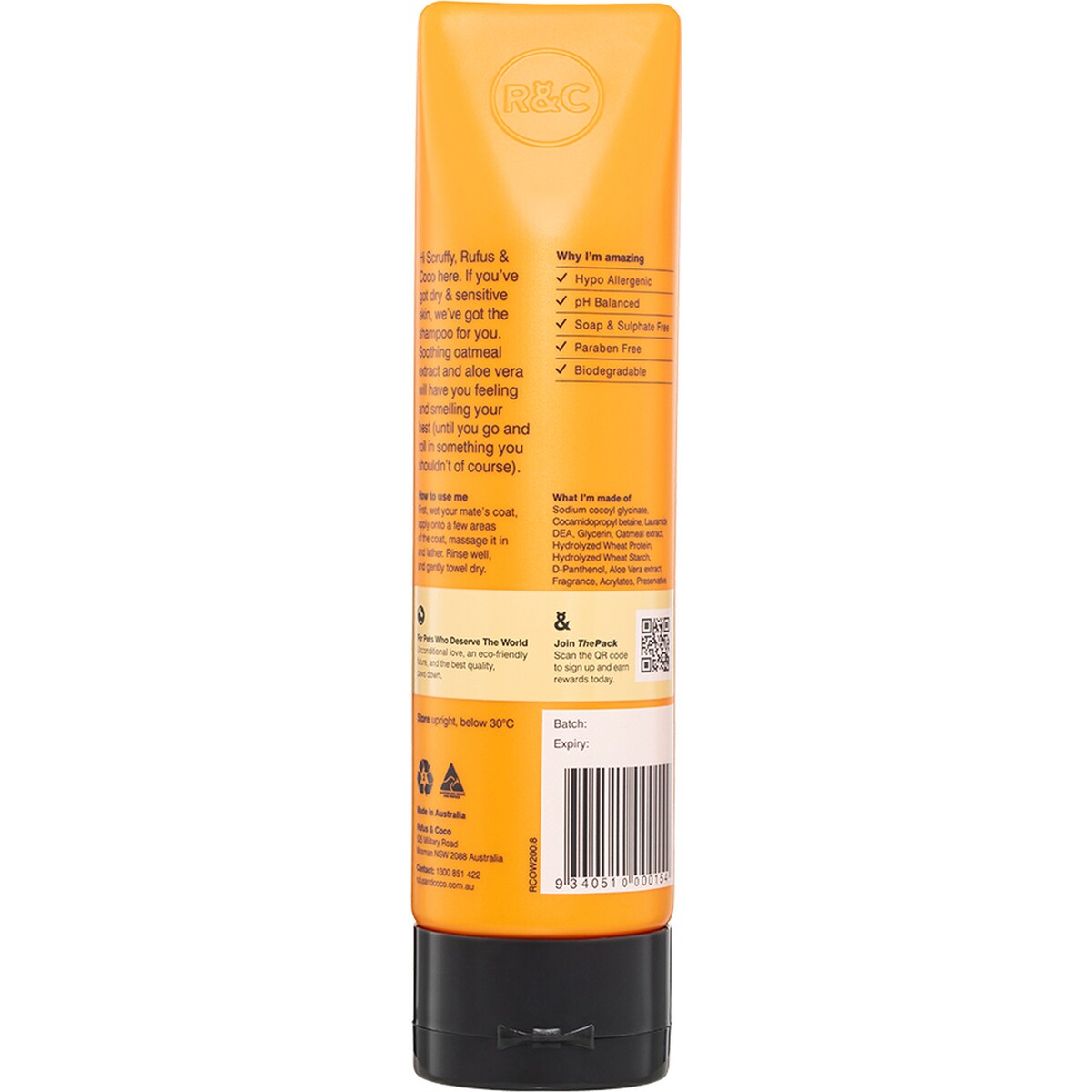 Rufus & Coco 2 In 1 Oatmeal Dog Shampoo & Conditioner 200ml