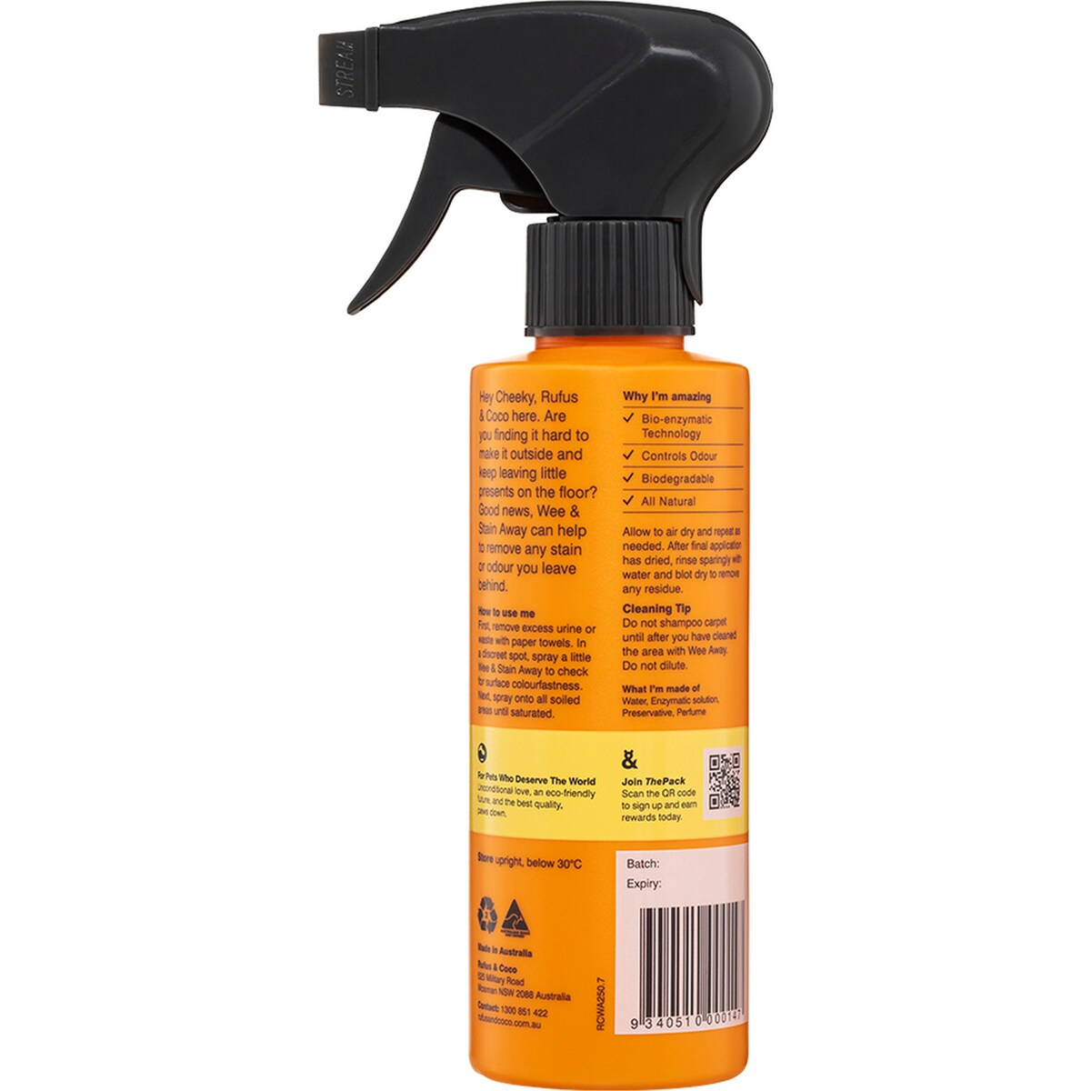 Rufus & Coco Wee AwayPet Training Odour Control 250ml