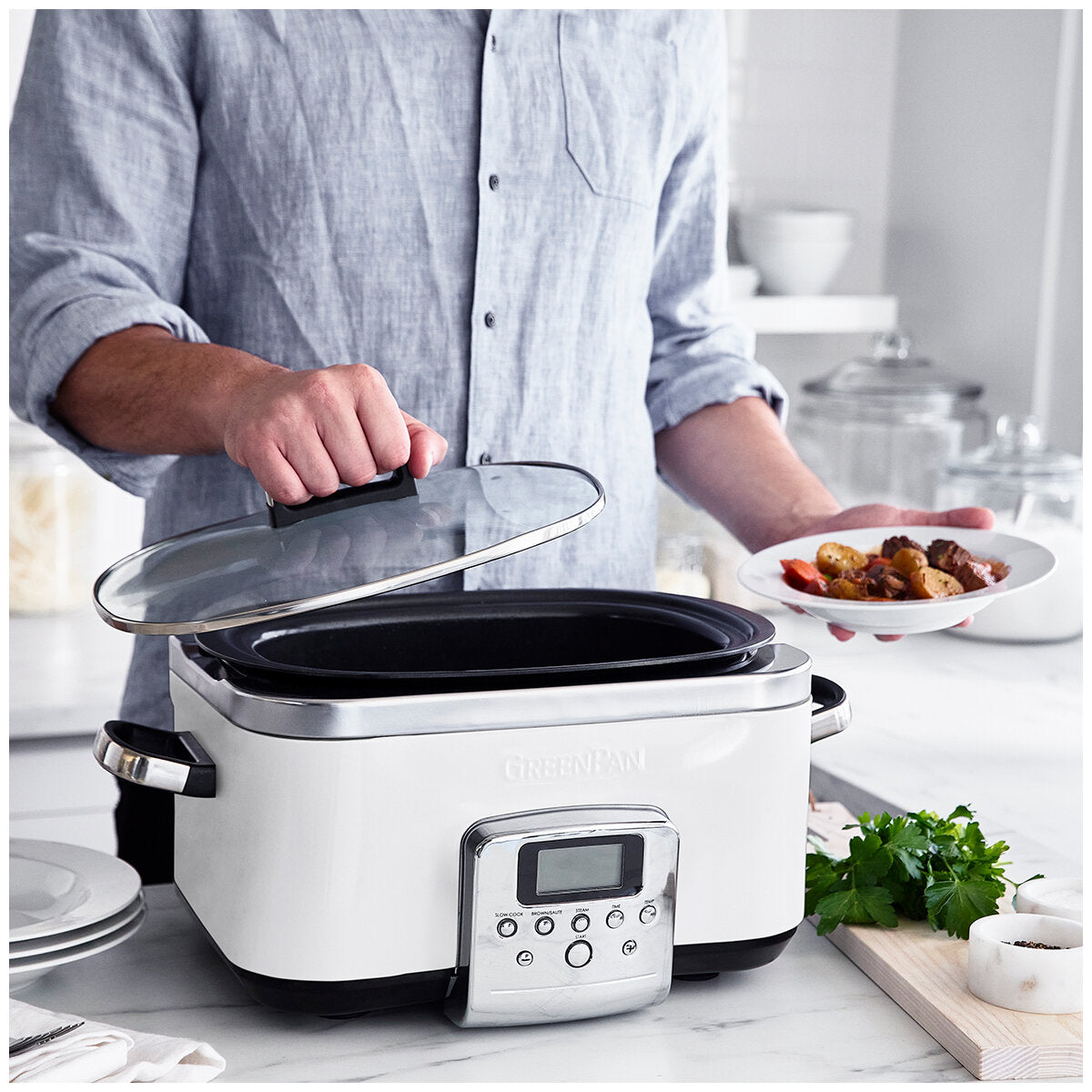 Greenpan Pfas-Free Slow Cooker CC005724-003 Cloud Cream 6L