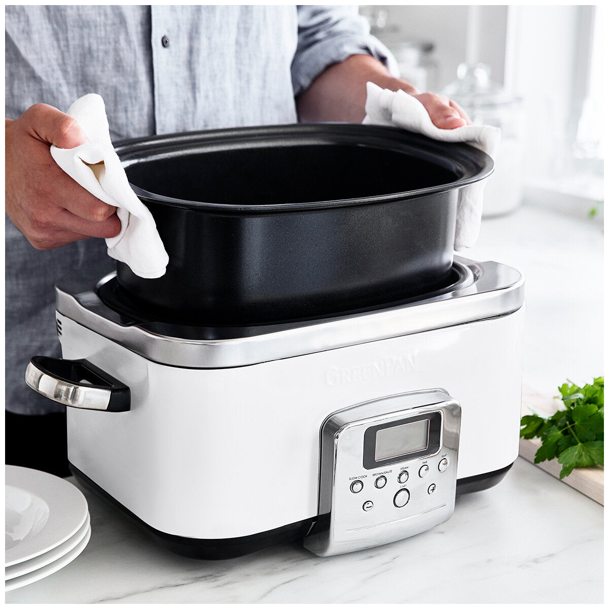 Greenpan Pfas-Free Slow Cooker CC005724-003 Cloud Cream 6L