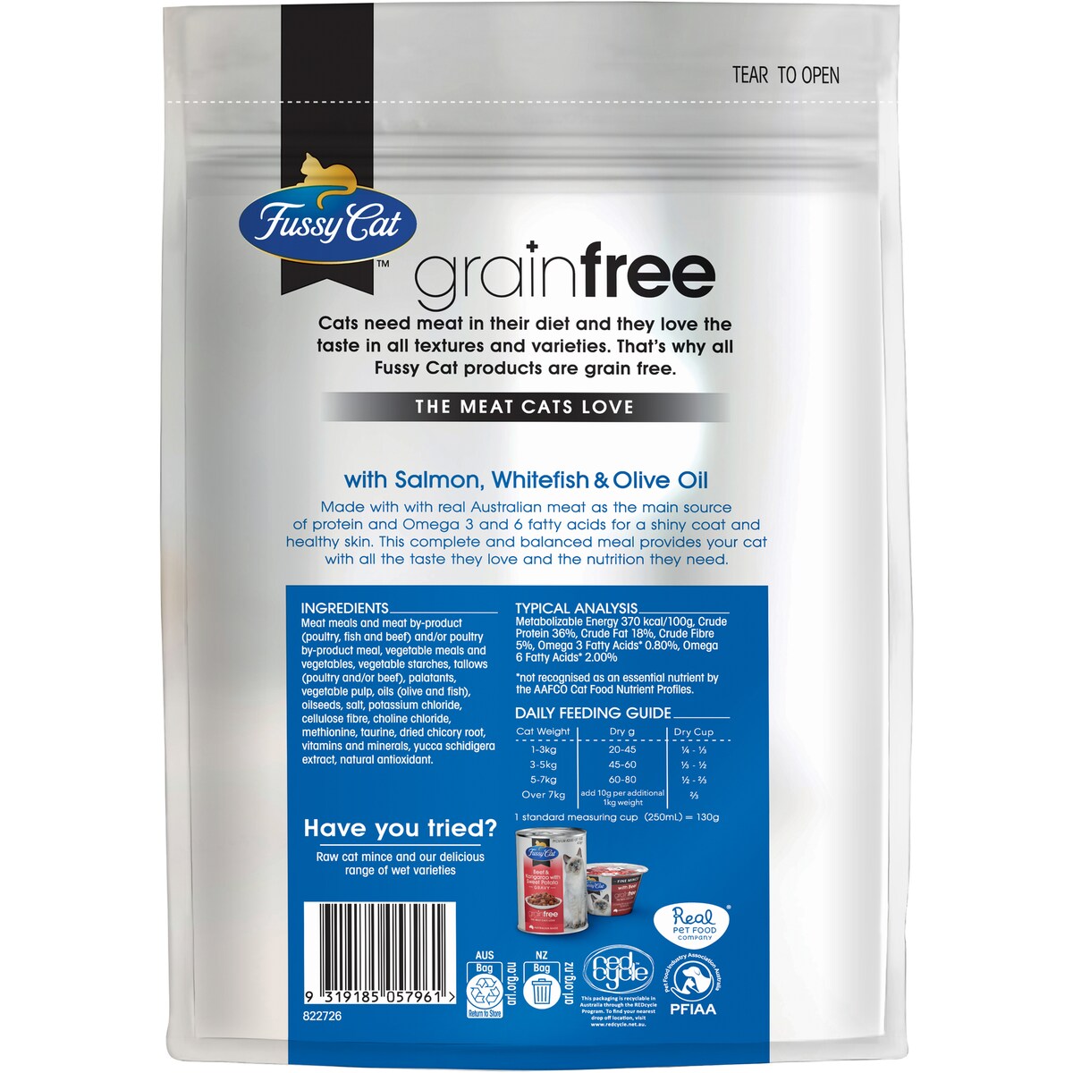 Fussy Cat Grain Free Adult Dry Cat Food Salmon Whitefish & Olive Oil 500g