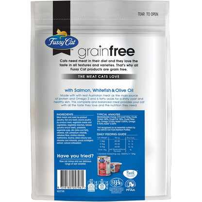 Fussy Cat Grain Free Adult Dry Cat Food Salmon Whitefish & Olive Oil 500g