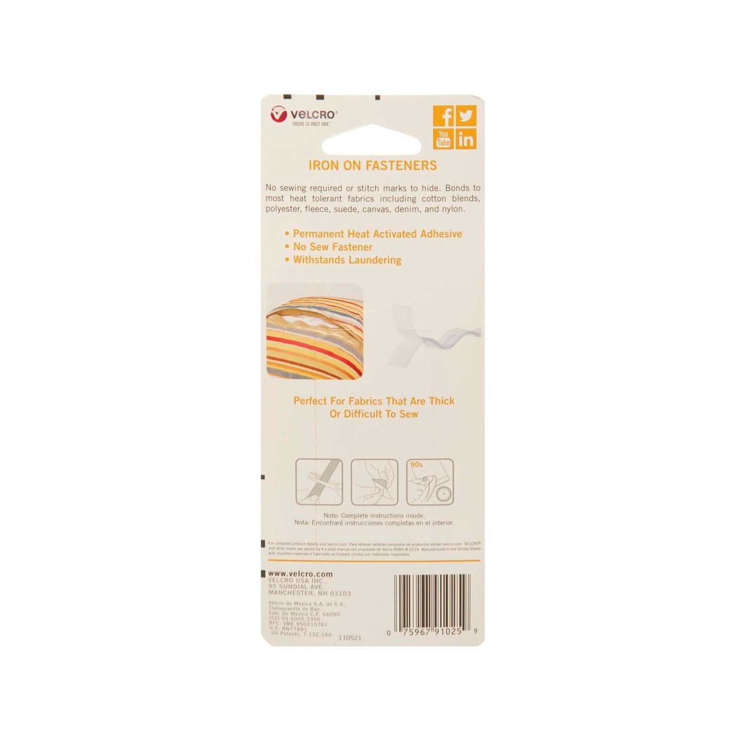 Velcro Brand Iron On Roll - 609 x 19mm - White